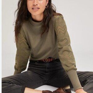EUC Anthropologie Sage Green Helen Mock Neck Long Sleeve Top in Women's 1X